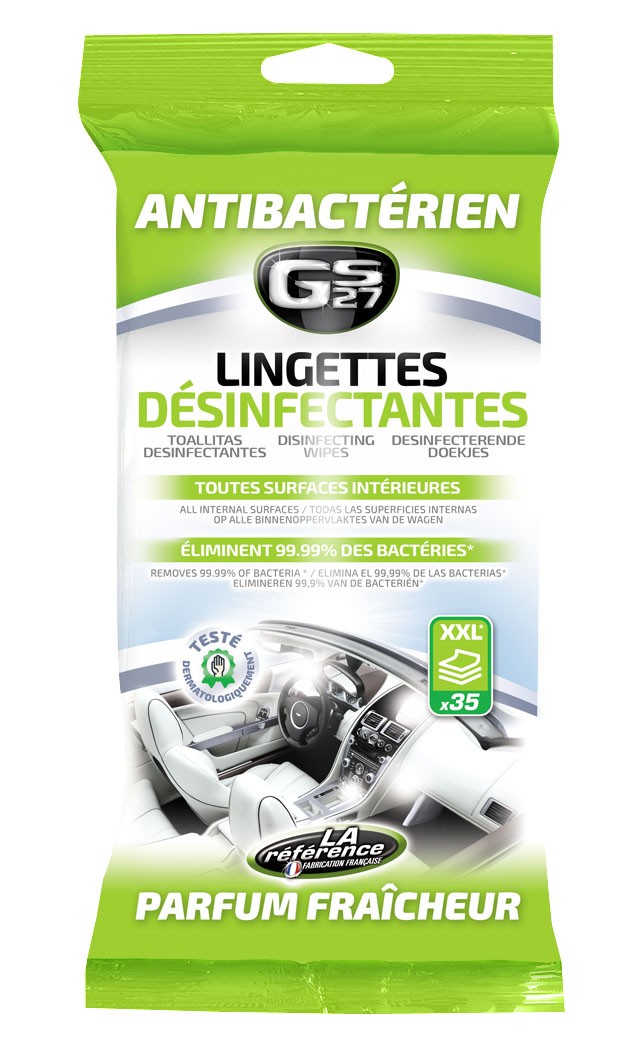 Lingettes Désinfectantes - Nettoyants Anti-bactérien Auto Moto GS27