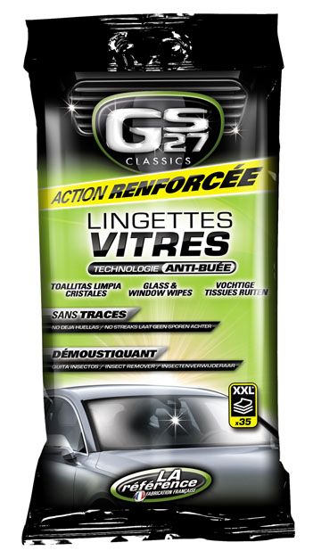 Lingettes nettoyantes vitres - Entretien Extérieur Auto - GS27
