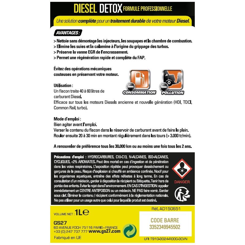 Additif Auto Moteur Essence - Essence Détox – GS27