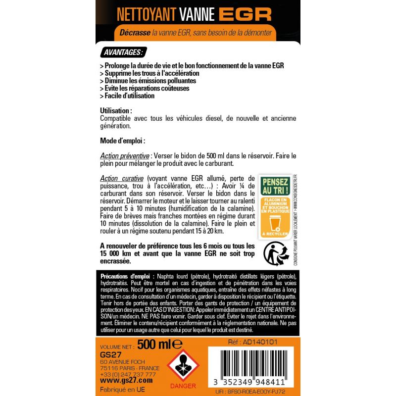 Nettoyant Vanne EGR, 500 ml GS27